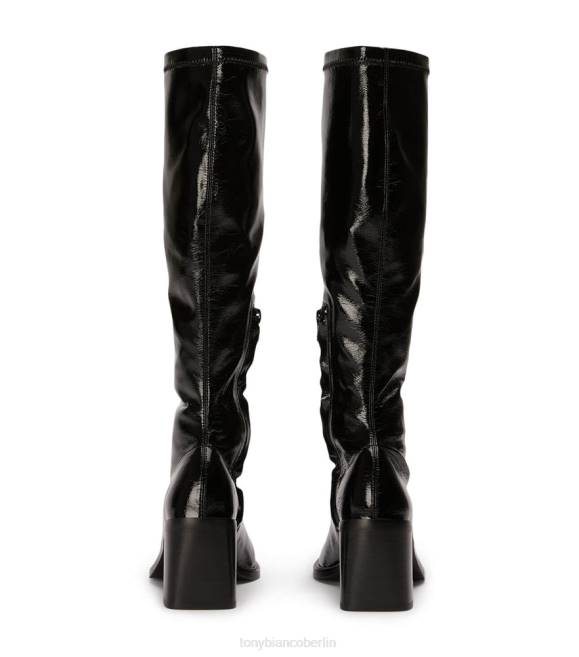 kniehohe Stiefel| de Tony Bianco Frauen Damon-Kalbsstiefel schwarzes Crinkle-Lack 4624422